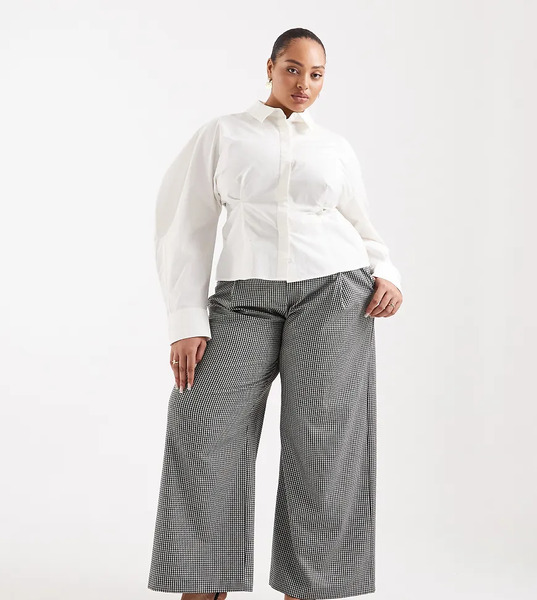  Asos Design Curve Tailored Relaxed Trouser In Houndstooth   Multi 