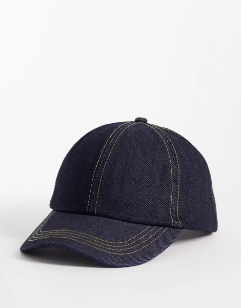  Asos Design Denim Baseball Cap In Blue 