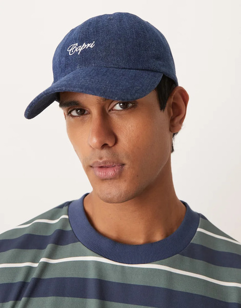  Asos Design Denim Cap With Logo Blue 