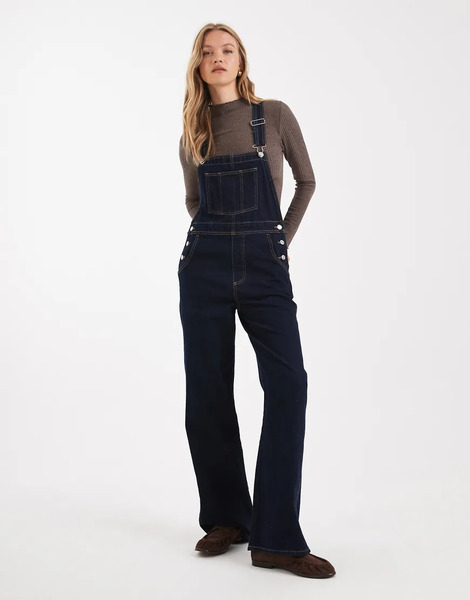  Asos Design Denim Dungaree In Rinse Wash Blue 