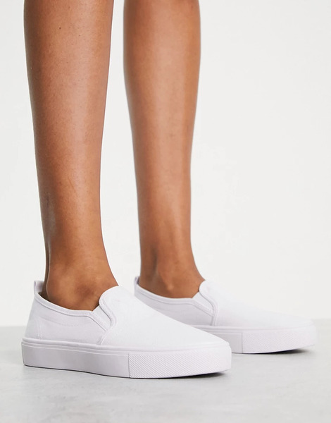  Asos Design Dotty Slip On Plimsolls In White 