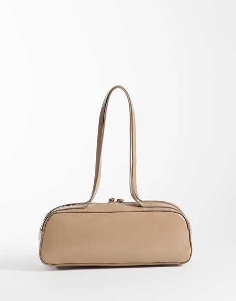  Asos Design Elongated Shoulder Bag In Mushroom Neutral 