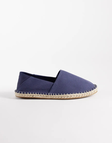  Asos Design Espadrilles With Step Down In Navy Canvas 