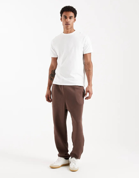  Asos Design Essentials Oversized Jogger In Brown 