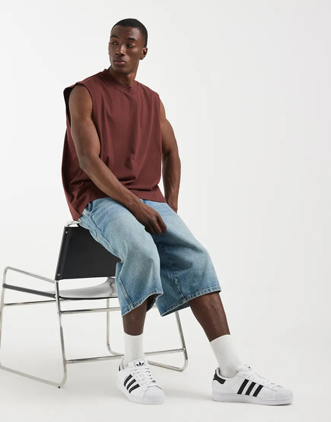  Asos Design Essentials Oversized Tank In Brown 