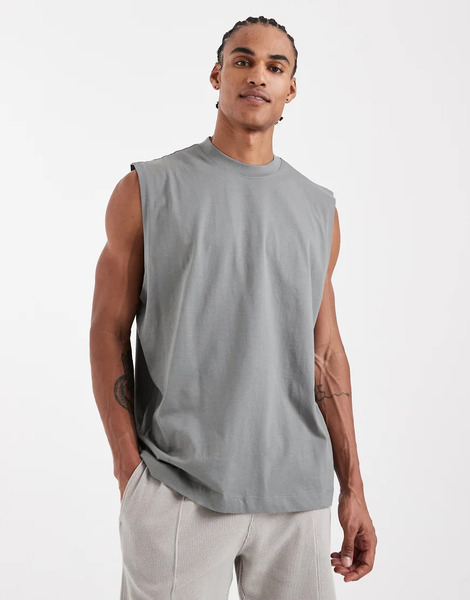  Asos Design Essentials Oversized Tank In Mid Green 