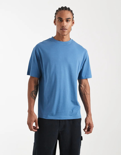  Asos Design Essentials Relaxed T Shirt In Mid Blue 