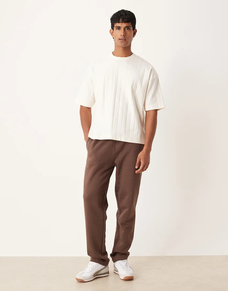  Asos Design Essentials Straight Leg Jogger In Brown 