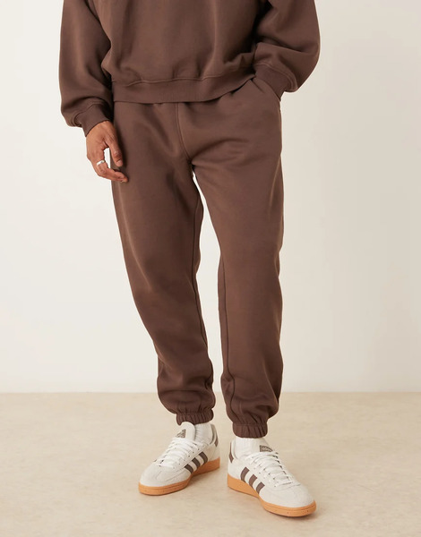  Asos Design Essentials Straight Leg Jogger In Brown 