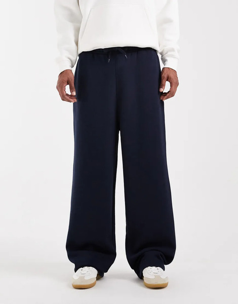  Asos Design Essentials Wide Fit Jogger In Navy 