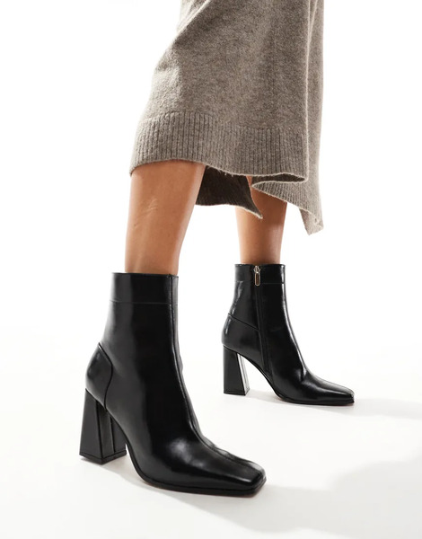  Asos Design Everest Flared Heel Boots In Black 