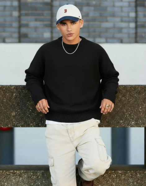  Asos Design Extreme Oversized Boxy Fit Knitted Jumper In Black 