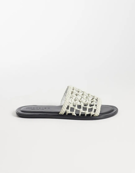  Asos Design Fabiola Premium Weave Mule Sandals In White Leather 