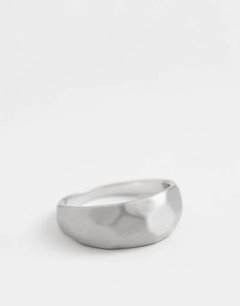  Asos Design Faceted Geometric Ring In Silver 