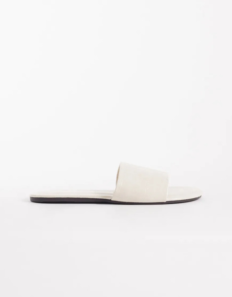  Asos Design Faith Flat Sandal In White Croc 