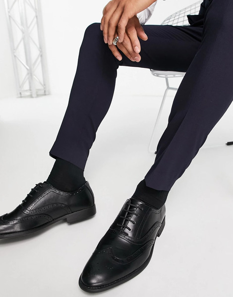  Asos Design Faux Leather Brogue Shoes In Black 