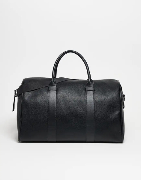  Asos Design Faux Leather Holdall Bag In Black 