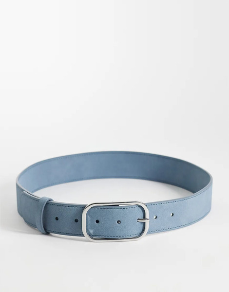  Asos Design Faux Suede Low Waist Jeans Belt In Blue 