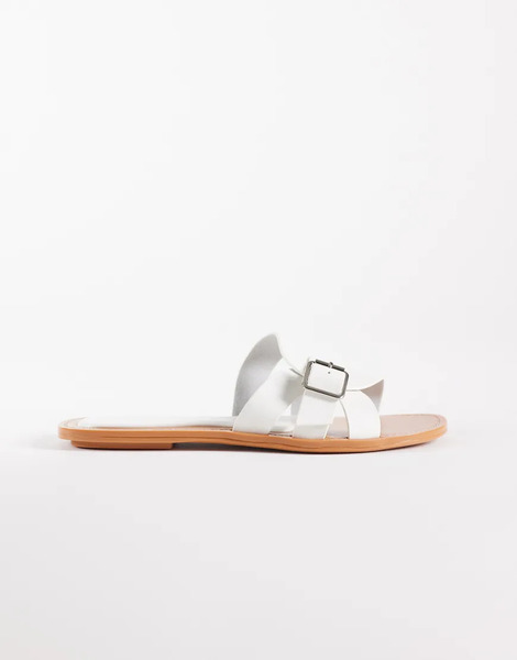  Asos Design Feature Interlocking Flat Sandal In White 