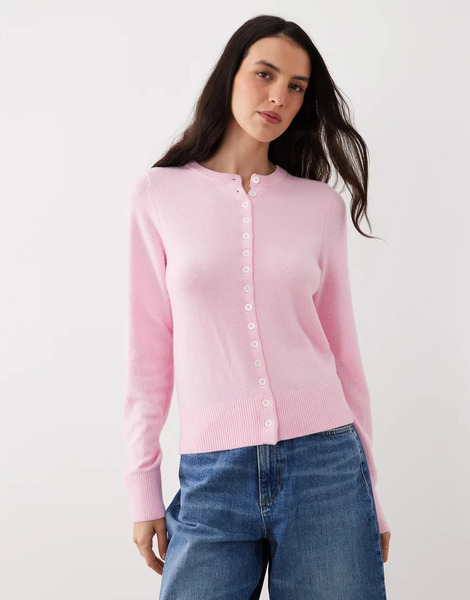  Asos Design Fitted Cardigan In Light Pink 