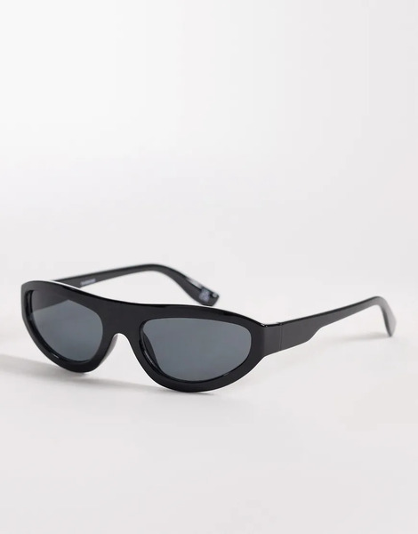  Asos Design Flatbrow Sunglasses In Black Frame With Smoke Lens 