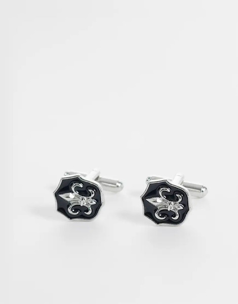  Asos Design Fleur De Lis Cufflinks In Burnished Silver 