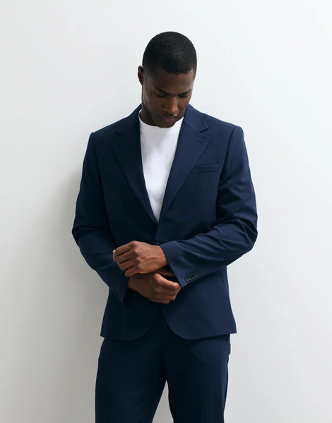  Asos Design Flexmax Skinny Suit Jacket In Navy 