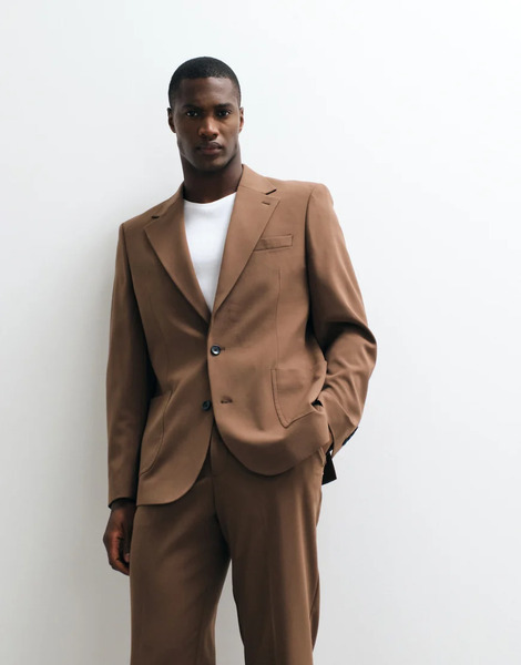  Asos Design Flexmax Slim Suit Jacket In Dark Brown 