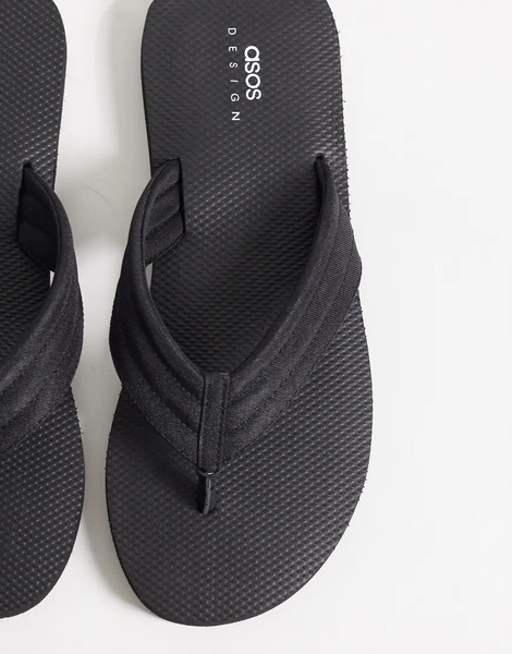  Asos Design Flip Flops With Grosgrain Strap In Black 