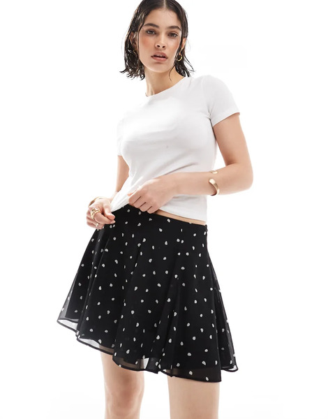  Asos Design Flippy Chiffon Mini Skirt In Polka Dot Multi 