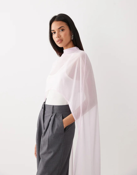  Asos Design Floor Length Cape Top In Pink 