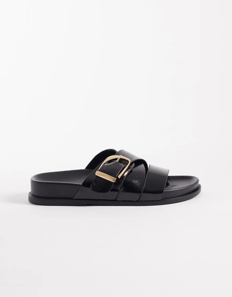  Asos Design Freeway Double Strap Slider In Black 