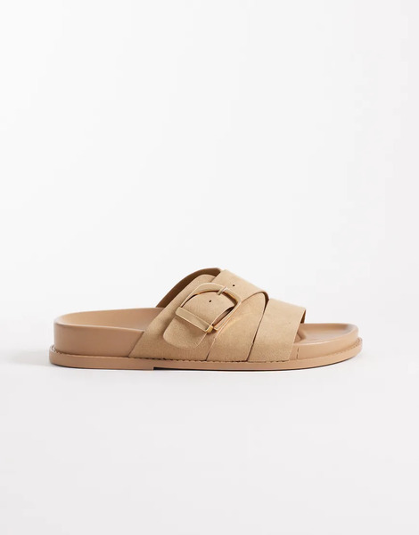  Asos Design Freeway Double Strap Slider In Sand Neutral 
