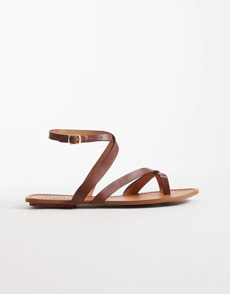  Asos Design Friction Sandal In Tan Leather Brown 