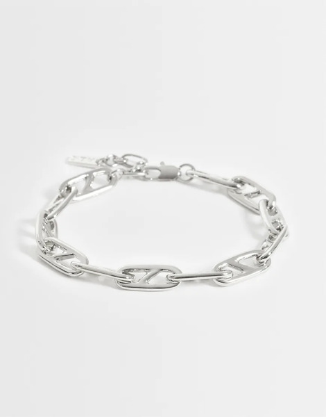  Asos Design Geometric Link Chain Bracelet In Silver 