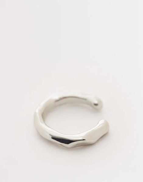  Asos Design Geometric Molten Ear Cuff In Silver 