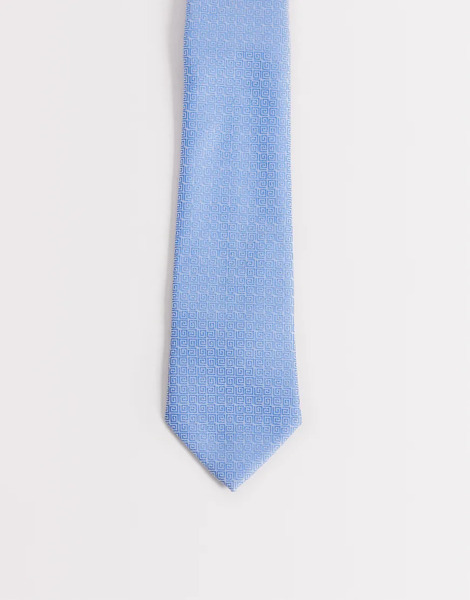  Asos Design Greek Wave Texture Tie In Light Blue 