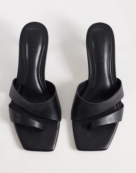  Asos Design Harlee Asymmetric Double Strap Mules In Black 