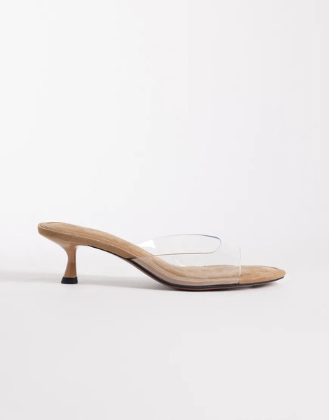  Asos Design High Five Kitten Heel Mules In Clear 