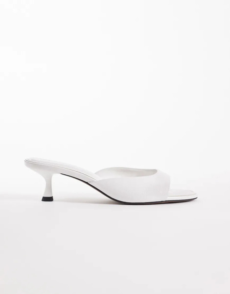  Asos Design High Five Kitten Heel Mules In Off White 