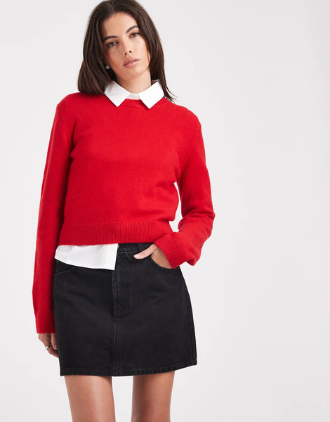  Asos Design High Waisted Mini Skirt In Washed Black 
