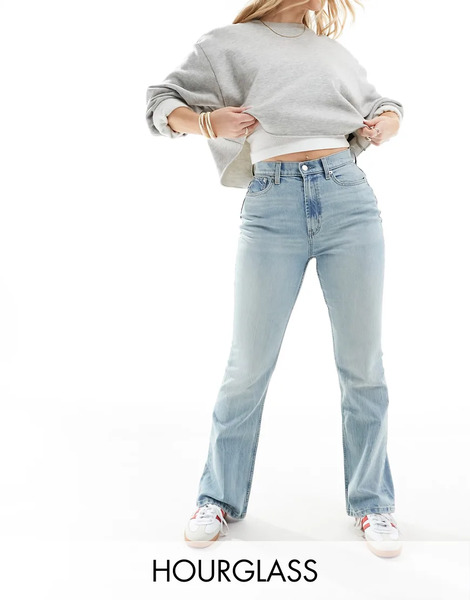  Asos Design Hourglass Mid Rise Flare Jeans In Light Blue 