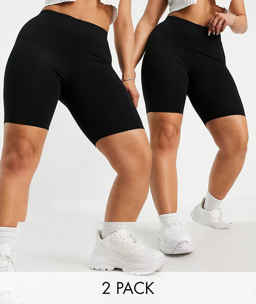  Asos Design Hourglass 2 Pack Basic Legging Shorts In Black 