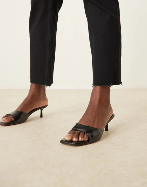  Asos Design Hyped Kitten Heeled Mules In Black 