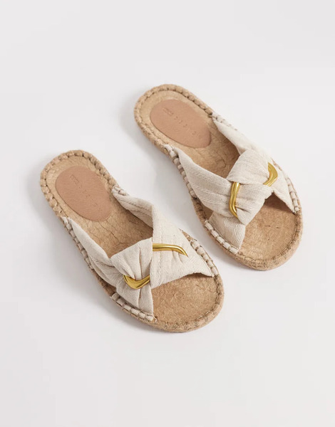  Asos Design Jade Knotted Espadrille Mules In Stone Neutral 