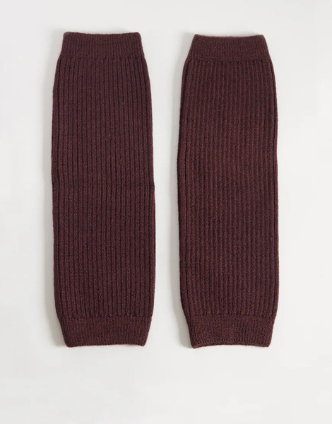  Asos Design Knitted Leg Warmers In Burgundy Red 