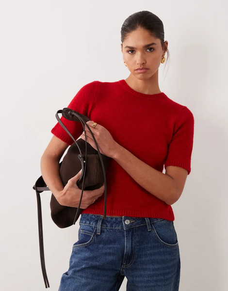  Asos Design Knitted Top In Red 