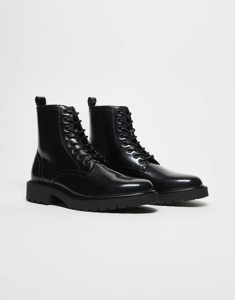  Asos Design Lace Up Boots In Black 