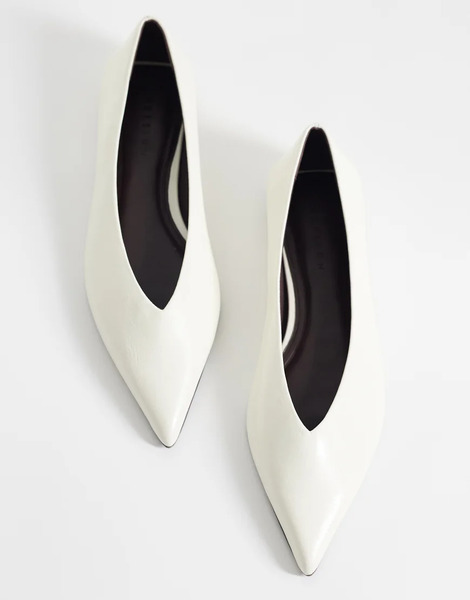  Asos Design Lari Pointed Ballets In Off White 