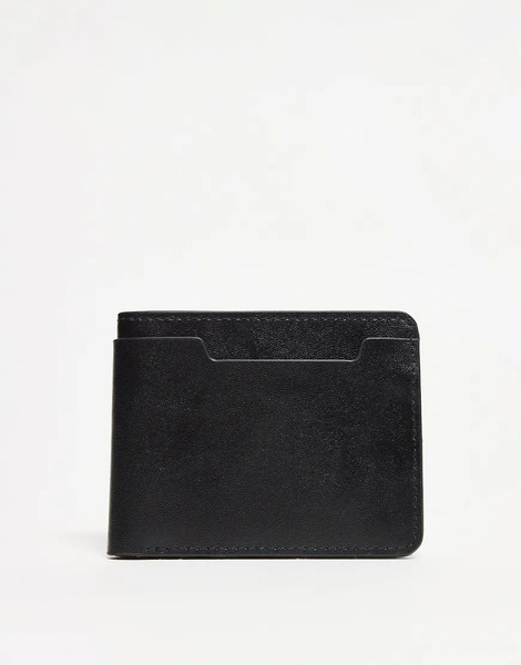  Asos Design Leather Wallet In Black 